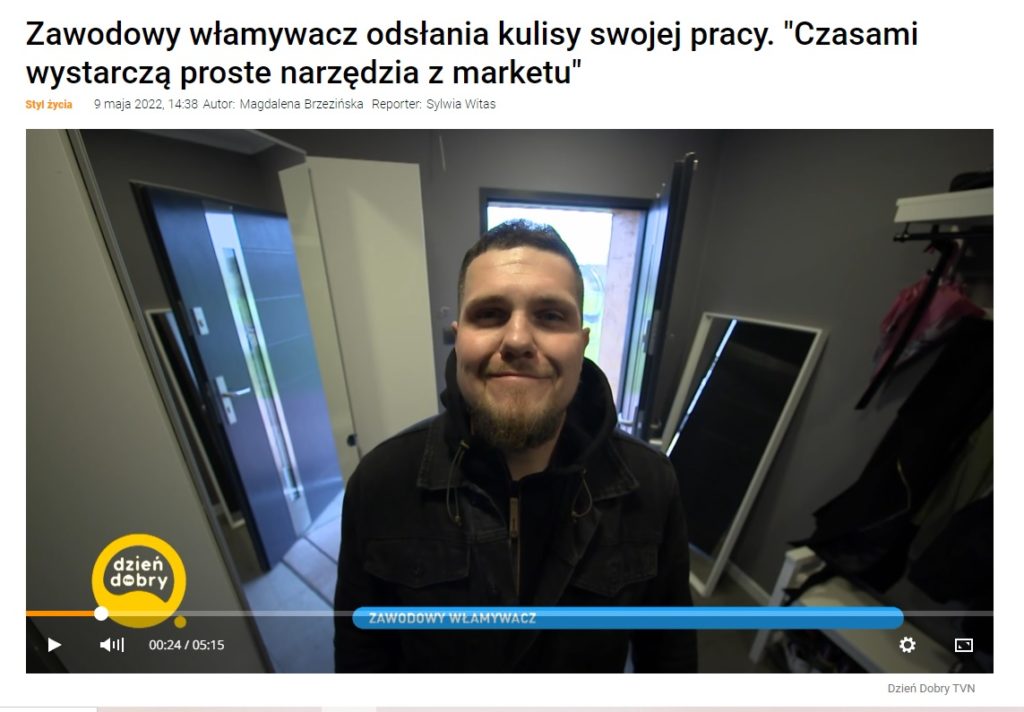 Kadr z reportażu o Włamywaczu w Dzień dobry TVN