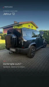 Jetour T2 z materiału o awaryjnym otwarciu samochodu