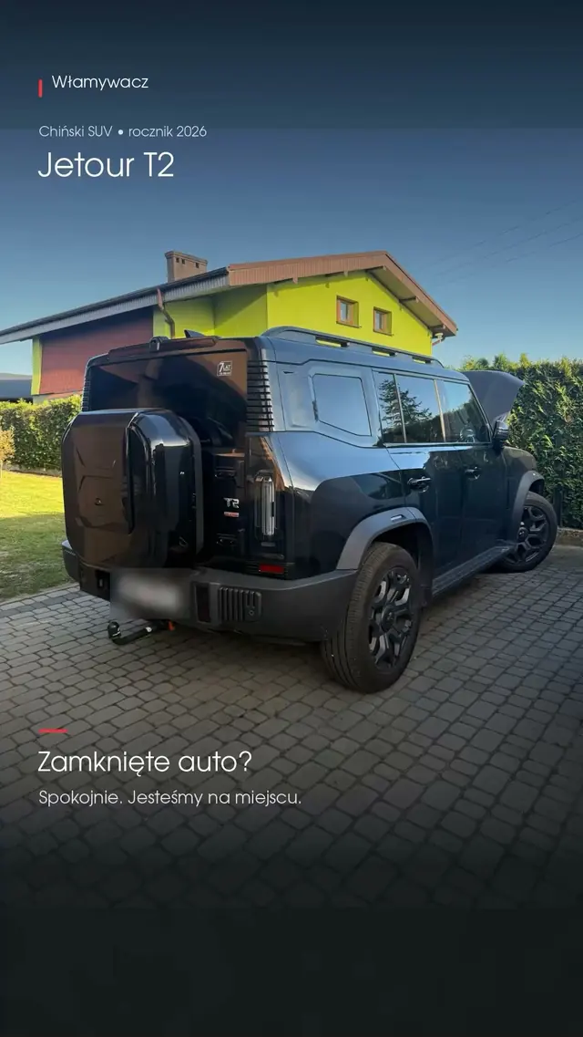 Jetour T2 z materiału o awaryjnym otwarciu samochodu